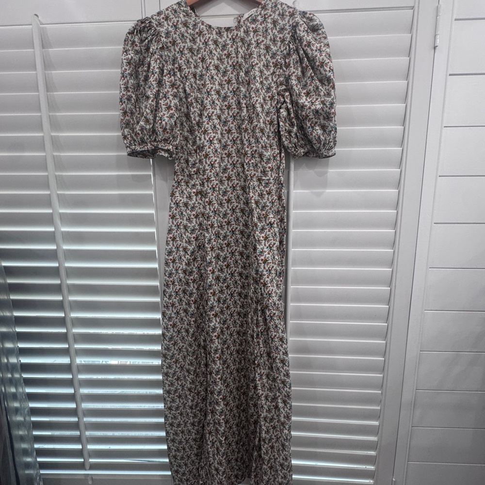 Doen Multicolor Floral Cotton Dress with Puff sleeves size US 4 (size small) - Picture 2 of 4